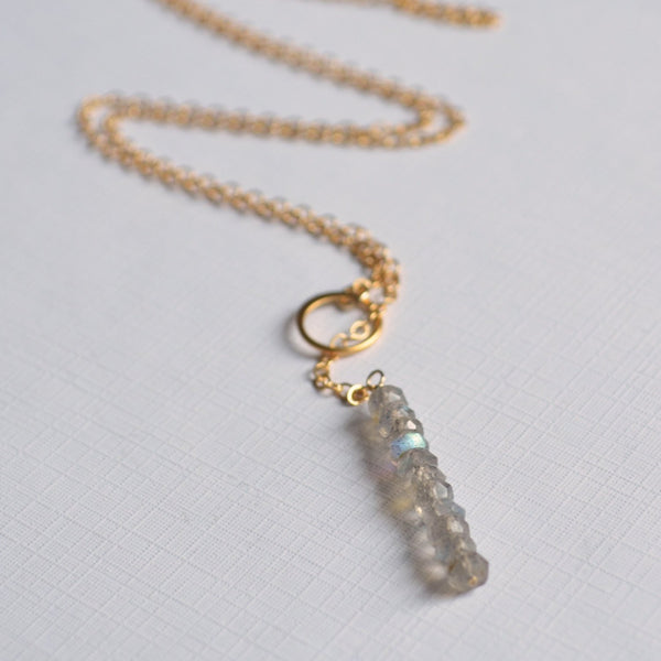 Labradorite Lariat Necklace and Real Gemstone