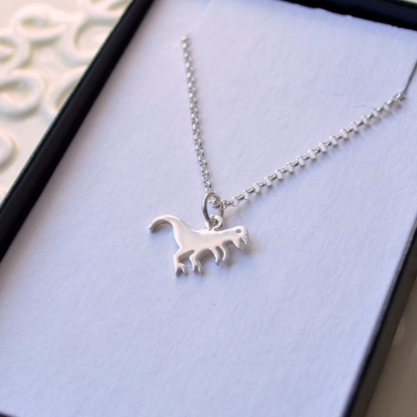 Dinosaur Necklace, Sterling Silver, Boys Jewelry, Rolo Chain, Child Children, Cute T Rex Charm, Fun Jewelry