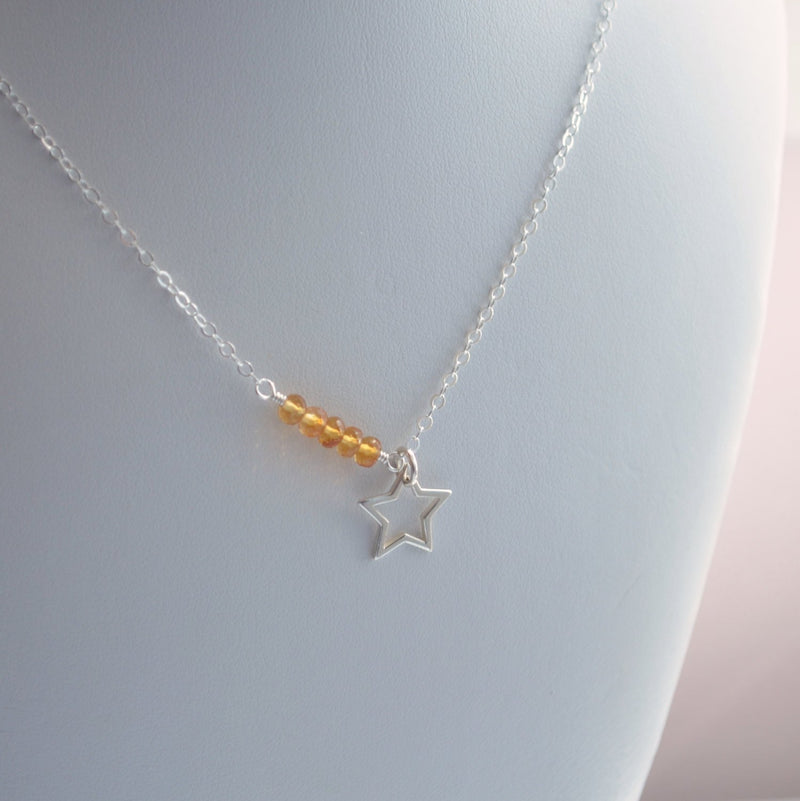 Star Necklace with Citrine Gemstones