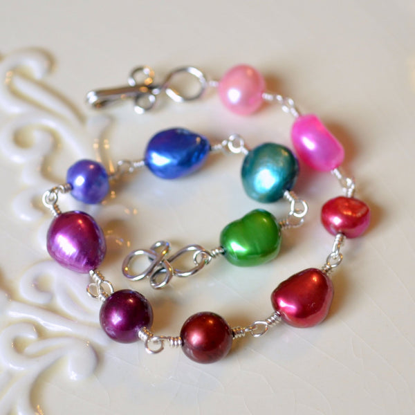 Pearl Bracelet in Jewel Tones