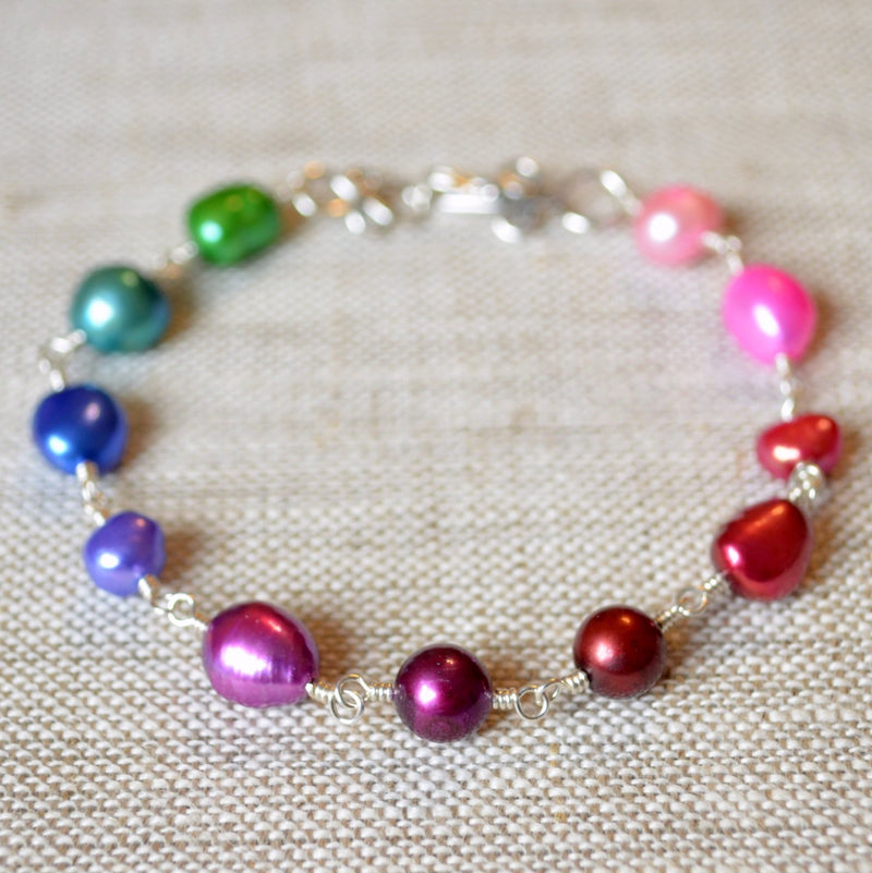 Pearl Bracelet in Jewel Tones