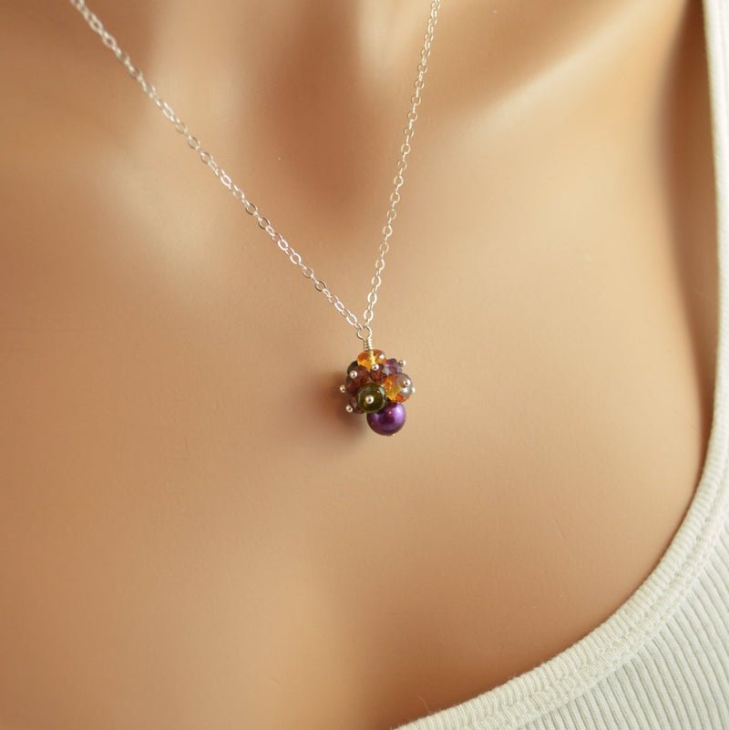 Sterling Silver Necklace with Citrine Amethyst