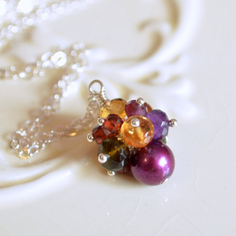 Sterling Silver Necklace with Citrine Amethyst