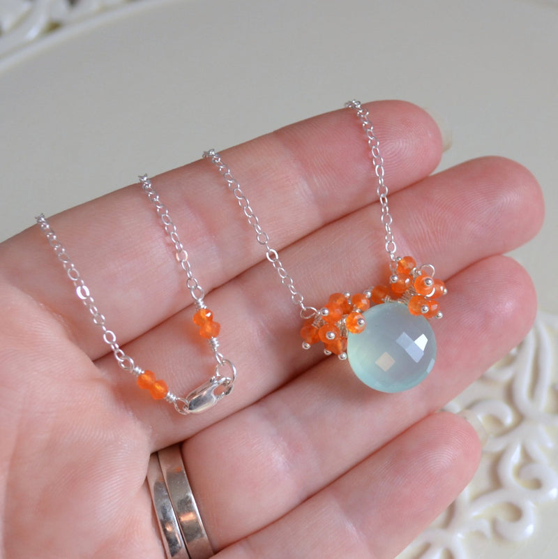 Gemstone Necklace with Aqua Chalcedony