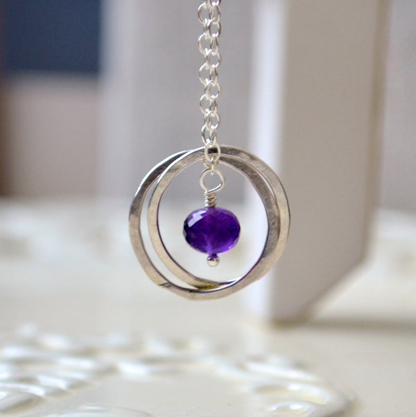 Twins Necklace in Sterling Silver with Circle Pendant
