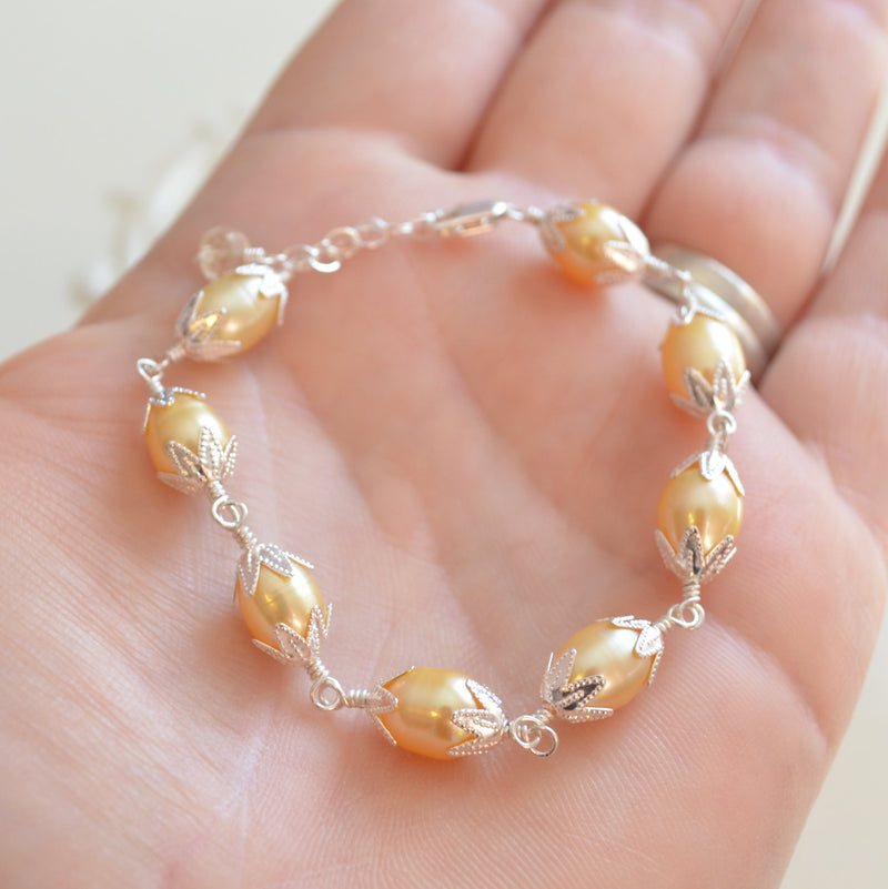 Easter Bracelet for Girls with Yellow Freshwater Pearls