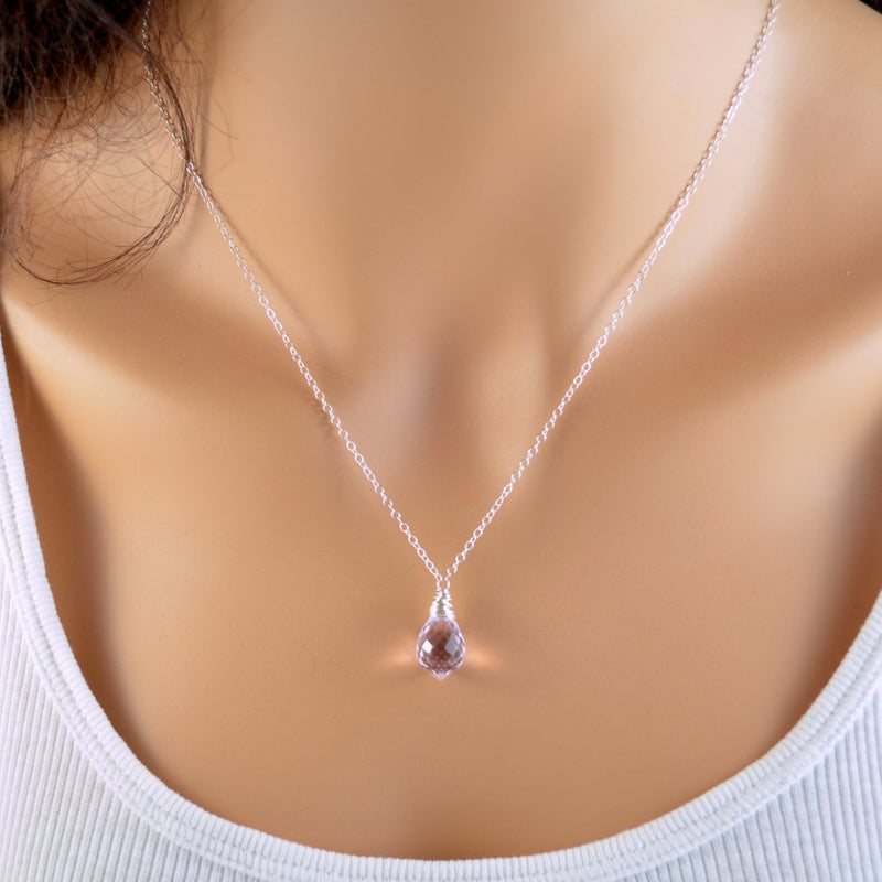 Blush Pink Necklace with Morganite Quartz