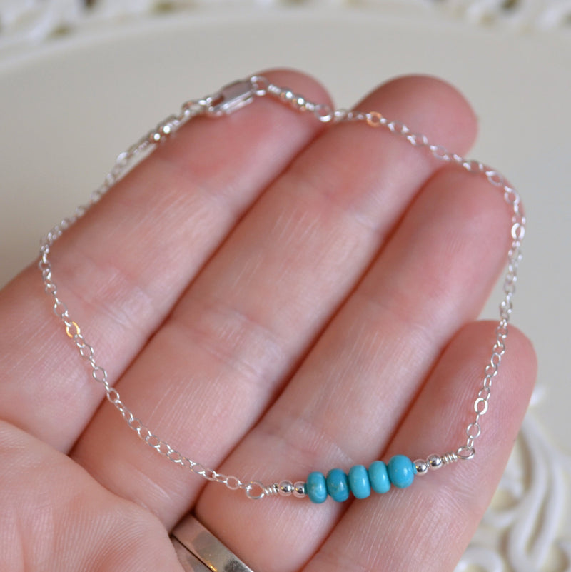 Real Turquoise Bridesmaid Bracelet in Silver or Gold