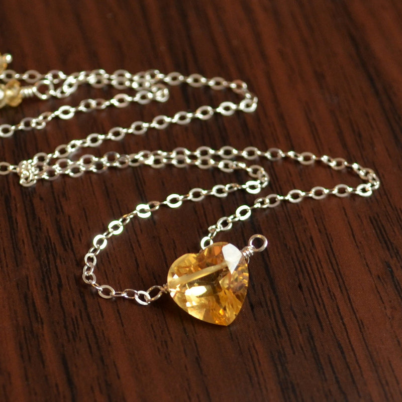 Heart Shaped Citrine Necklace