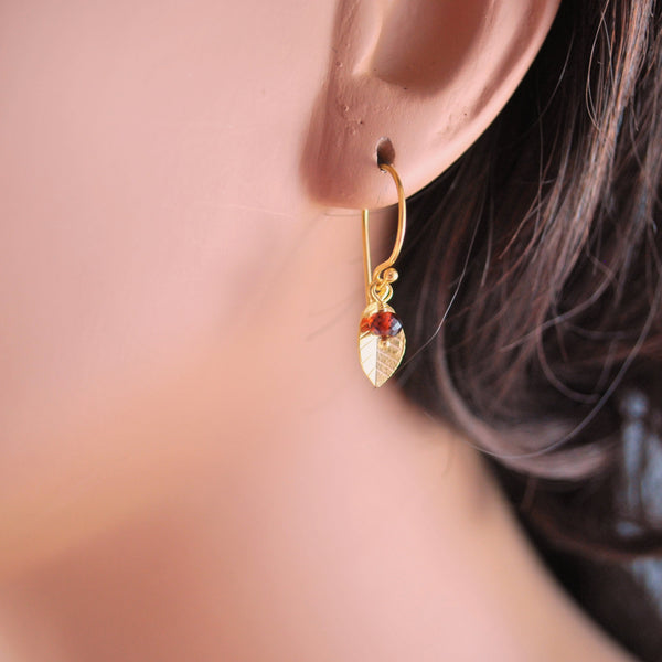 Custom Gold Leaf Earrings For Mom