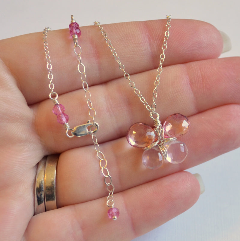 Butterfly Necklace with Pink Gemstones