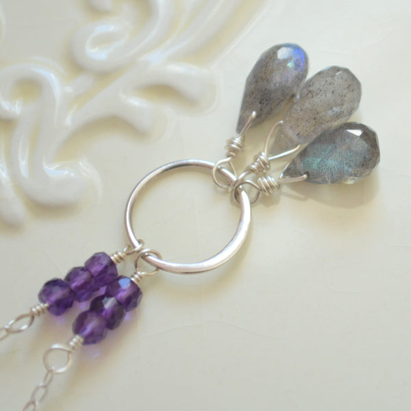 Labradorite Necklace with Tiny Amethysts