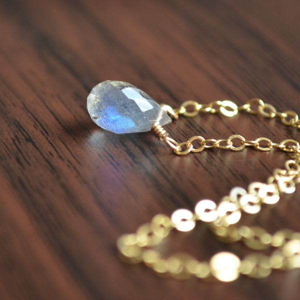 Dainty Labradorite Necklace in Gold
