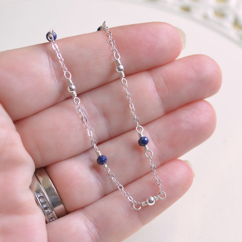 Lapis Lazuli Anklet in Sterling Silver