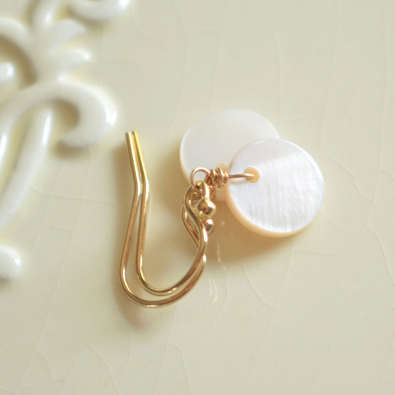 Pink Mother of Pearl Earrings in Gold