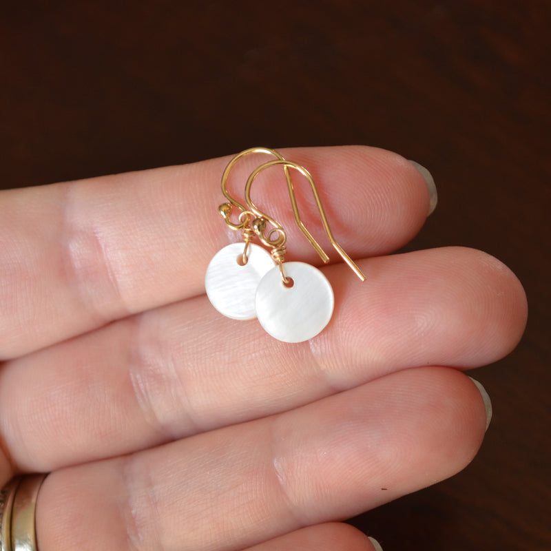 Pink Mother of Pearl Earrings in Gold