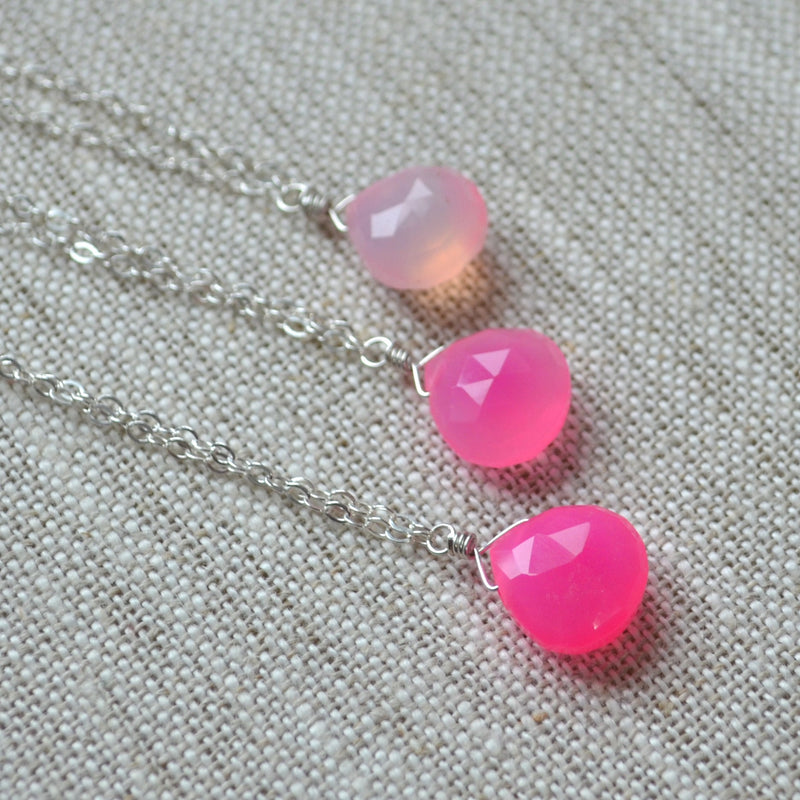 Layering Necklace Set with Pink Chalcedony