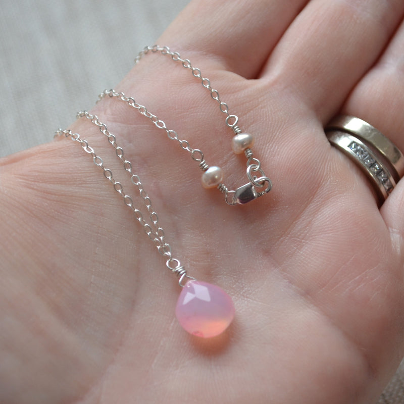 Layering Necklace Set with Pink Chalcedony