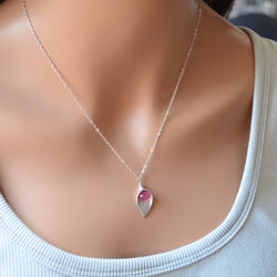 Calla Lily Necklace with Pink Tourmaline