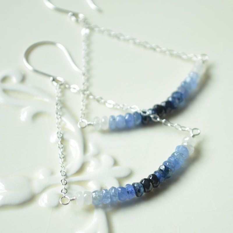 Sapphire Ombre Earrings in Sterling Silver