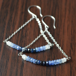 Sapphire Ombre Earrings in Sterling Silver