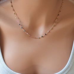 Genuine Tourmaline Necklace in Rose Gold Yellow Gold or Sterling Silver